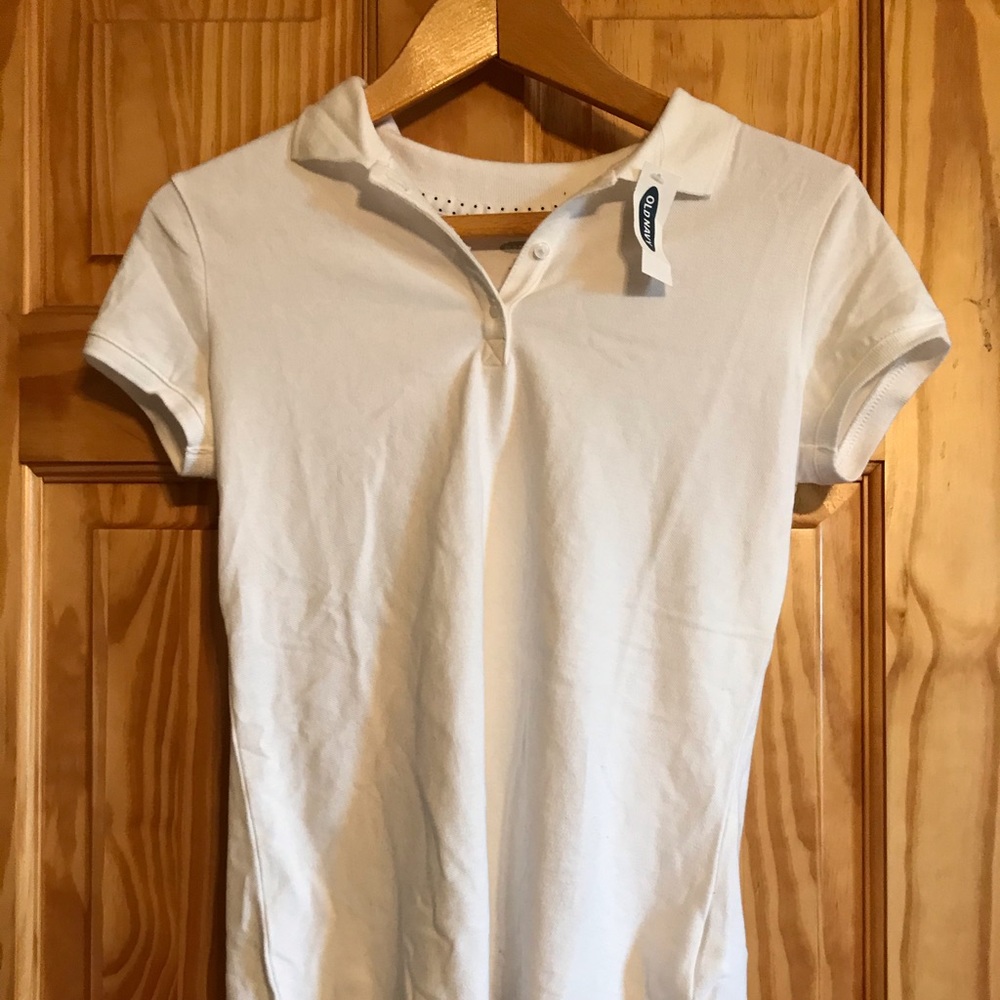 Brand new white shirt sleeve polo